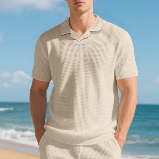 Herren Kurzarm Poloshirt mit strukturiertem Design und modernem Stehkragen EB