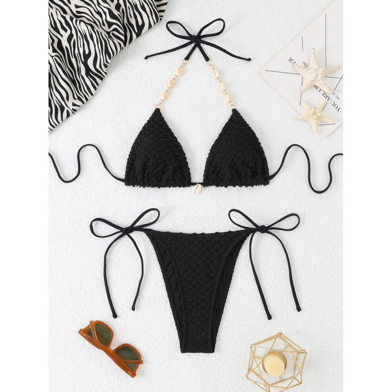 Damen Triangel-Bikini mit raffinierter Häkel-Optik EB