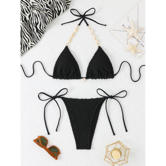 Damen Triangel-Bikini mit raffinierter Häkel-Optik EB