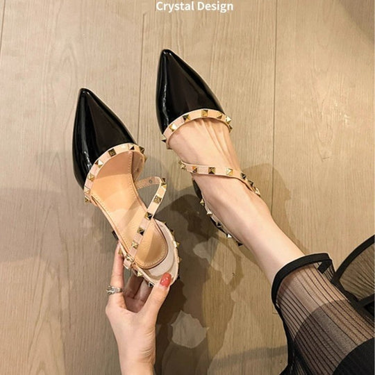 Damen Elegante Ballerinas mit modischen Glitzer-Akzenten und verstellbarem Riemendesign EB