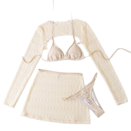 Damen Bikini-Set mit transparentem Cover-Up und figurbetonendem Design EB