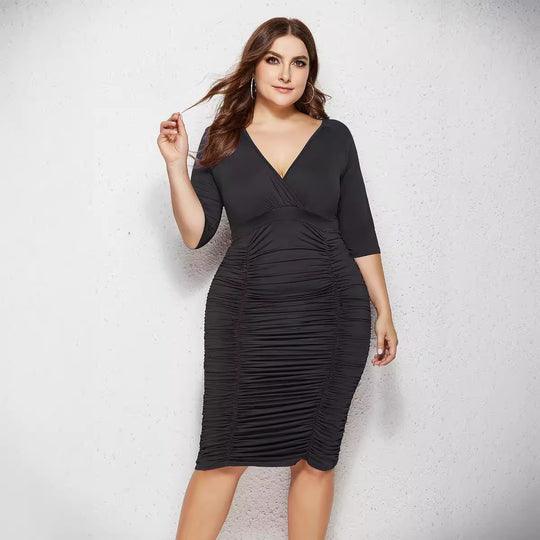Damen figurbetontes Wickelkleid EB