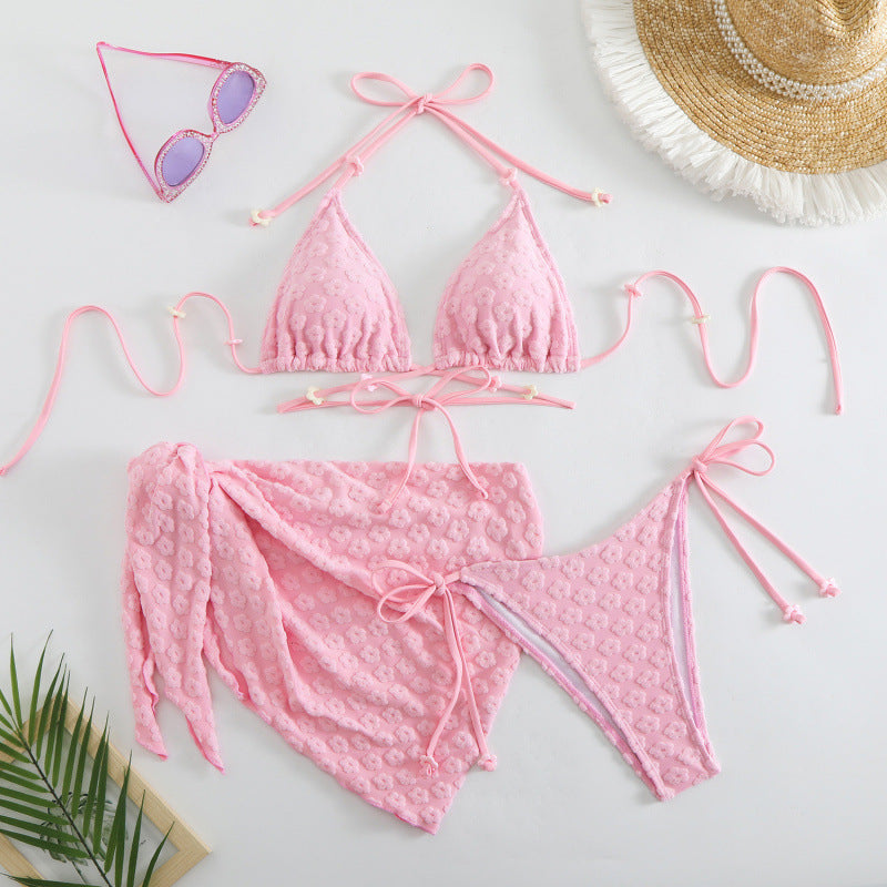 Damen Triangel-Bikini mit floralem Muster und dazugehörigem Rock EB