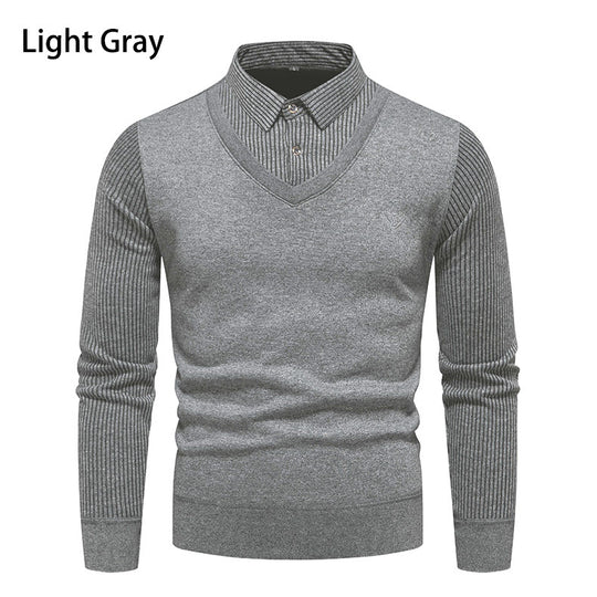 Herren V-Ausschnitt Pullover mit Hemdkragen EB