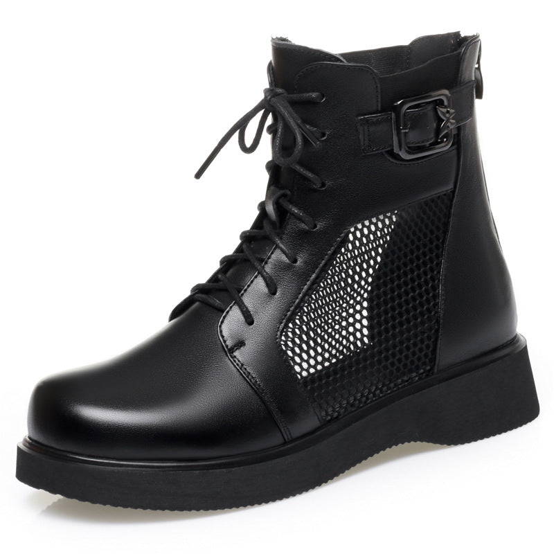 Damen Modische Schnürstiefeletten mit Netzdetail und komfortabler Sohle EB
