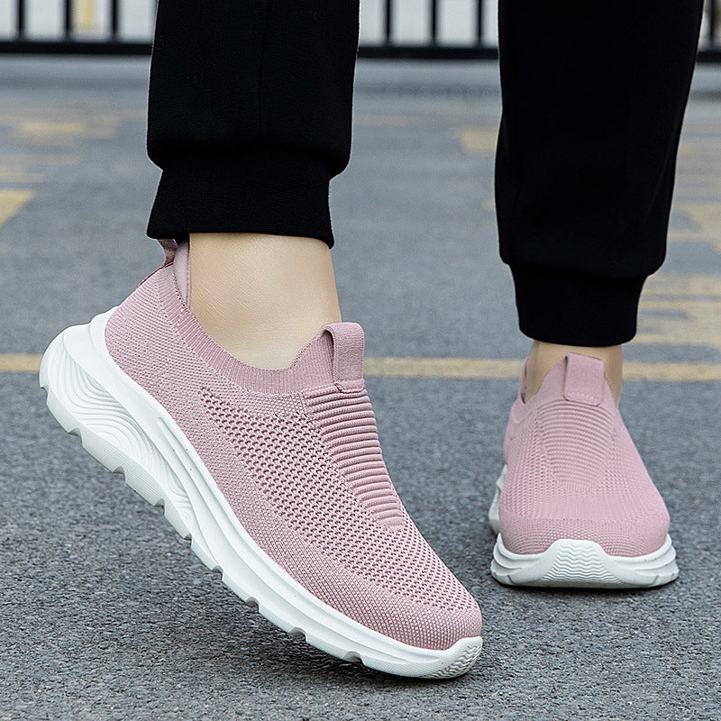 Damen Atmungsaktive Slip-On Sneakers mit flexiblem Strickdesign EB