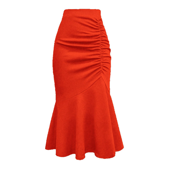 Damen eleganter Midirock mit asymmetrischem Schnitt und Raffung EB