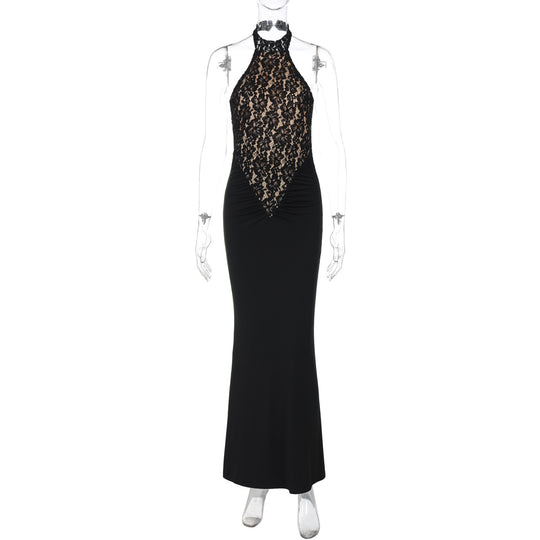 Damen Elegantes Abendkleid mit Spitzenoberteil EB