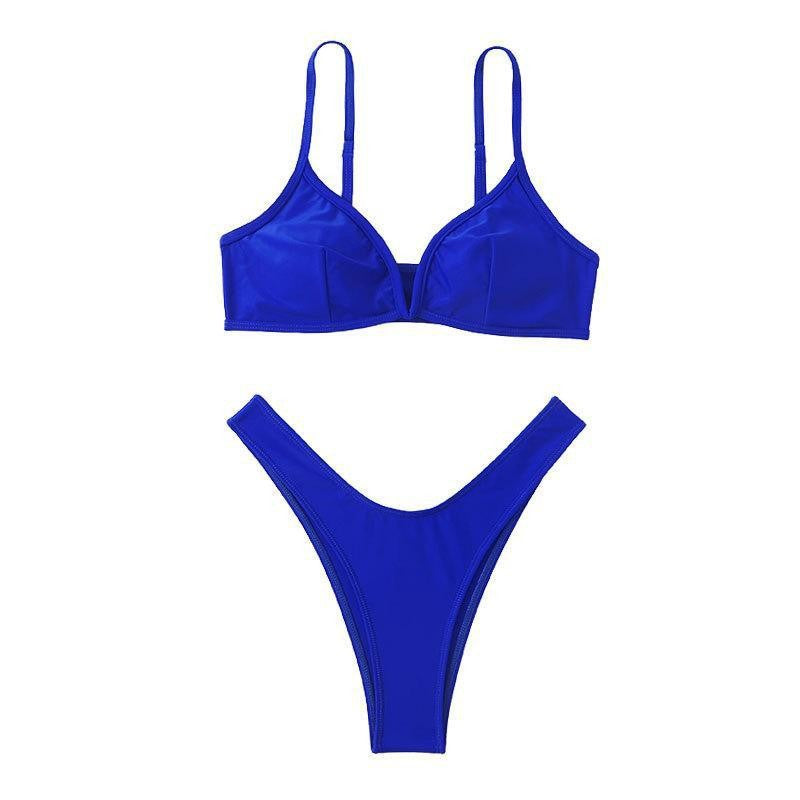 Damen Hochgeschnittener Bikini mit tiefem V-Ausschnitt EB