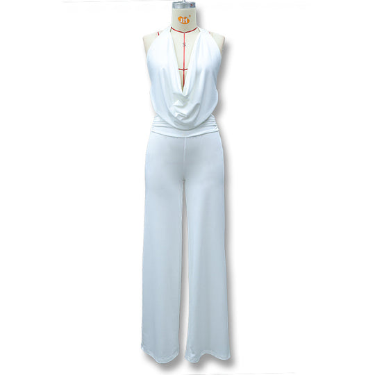 Damen Jumpsuit mit elegantem Wickeldetail und weiten Beinpartien EB