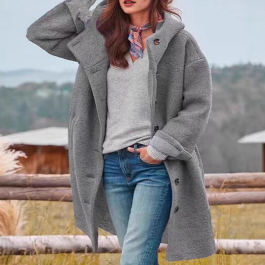 Damen lässiger Oversized-Fleece-Mantel mit praktischen Taschen EB