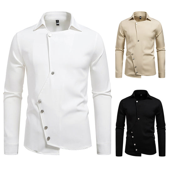 Herren Hemd mit asymmetrischem Knopfdesign und modernem Kragen EB