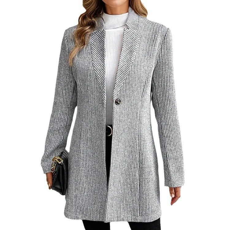 Damen Elegante Tailored Jacke mit geripptem Design EB