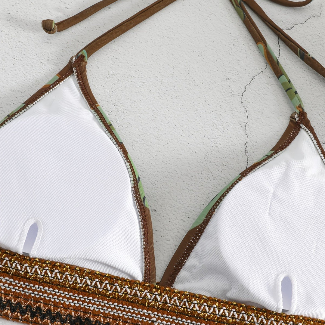 Damen Triangel-Bikini mit floralem Muster und komfortablem Tragekomfort EB