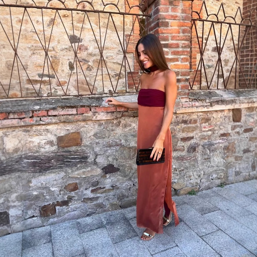 Damen Maxikleid mit schickem Taillenausschnitt und fließendem Design EB