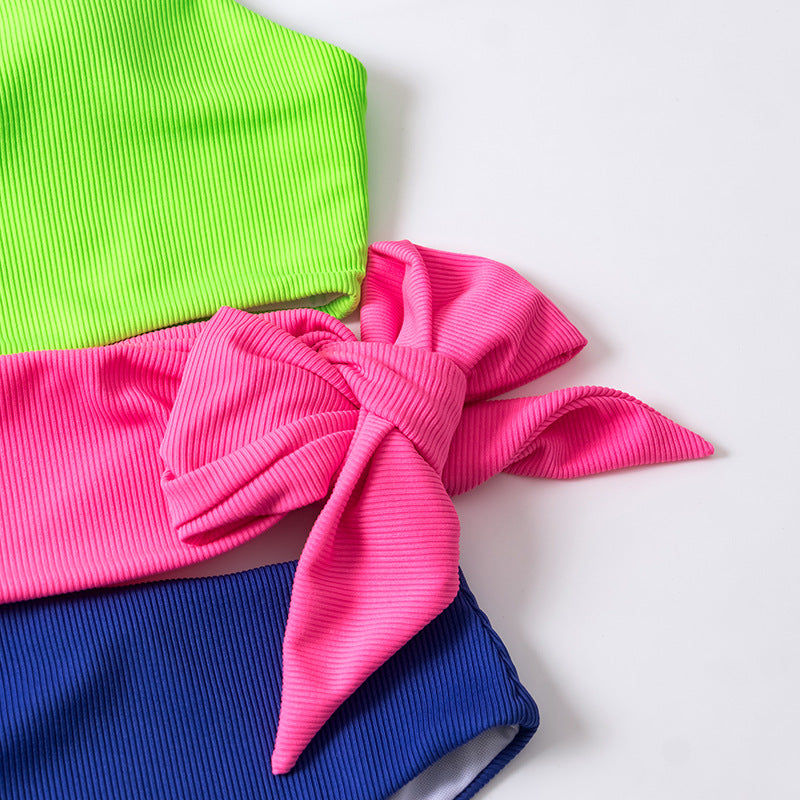 Damen Einteiliger Badeanzug mit asymmetrischem Design und modischem Wickelbund EB