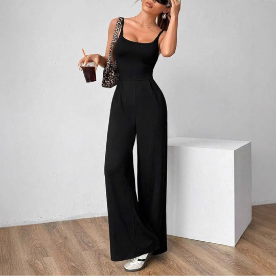 Damen Eleganter Jumpsuit mit weitgeschnittenen Beinen und schmeichelndem Oberteil EB