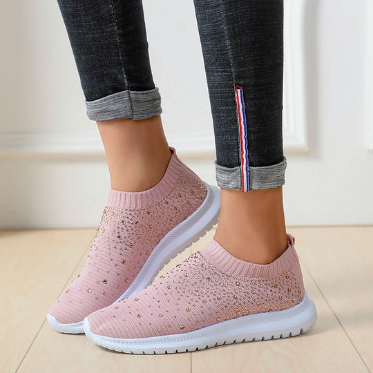 Damen modische Slip-On Sneakers mit Sparkle-Design EB