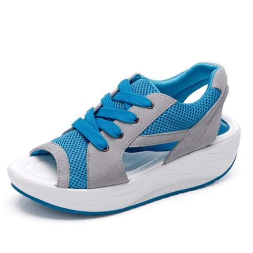 Damen sportlich gestaltete Sneaker-Sandalen mit offener Zehenpartie und atmungsaktiver Mesh-Oberfläche EB