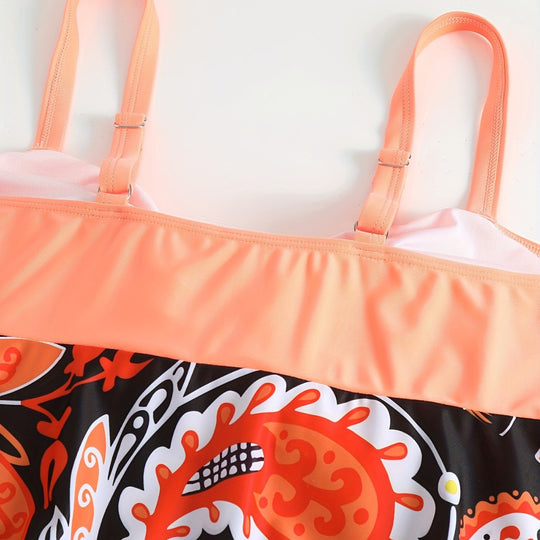 Damen Tankini Set mit verspieltem Druck und modischen Details EB