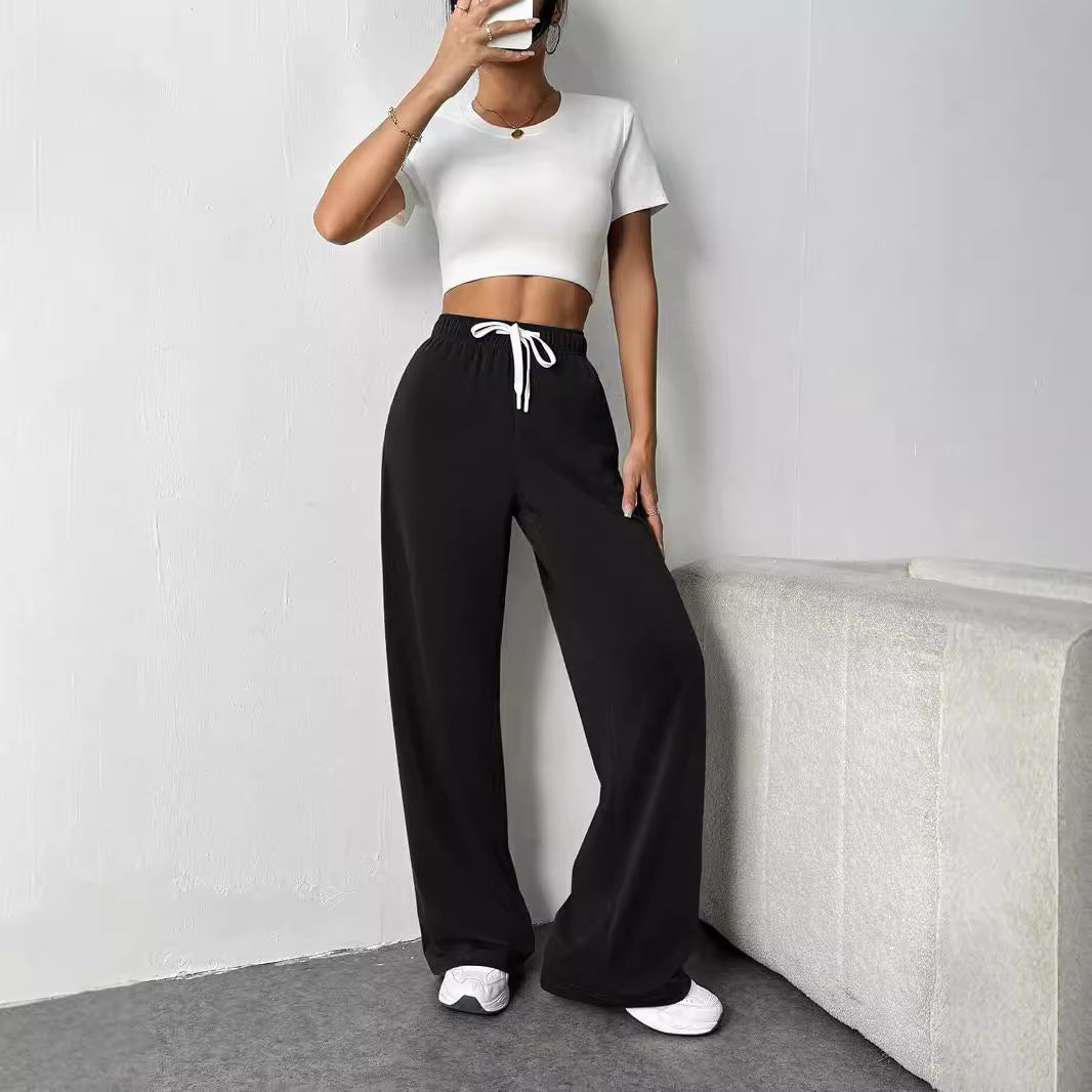 Damen Bequeme Freizeithose mit elastischem Bund und weitem Schnitt EB