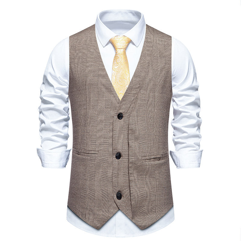 Herren elegante Anzugweste mit moderner Struktur und feinem Karomuster EB