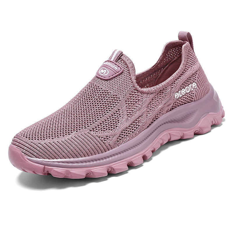 Damen Sportliche Slip-On Schnürschuhe mit atmungsaktiver Oberflächenstruktur und dämpfender Sohle EB