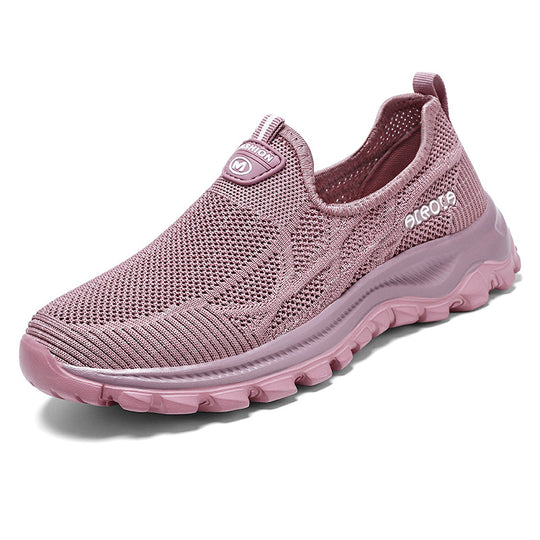 Damen Sportliche Slip-On Schnürschuhe mit atmungsaktiver Oberflächenstruktur und dämpfender Sohle EB