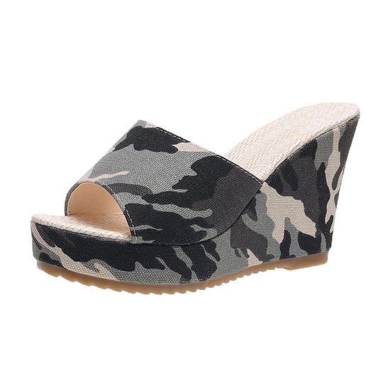 Damen Wedge-Sandalen mit floralem Muster und bequemer Fußbettgestaltung EB