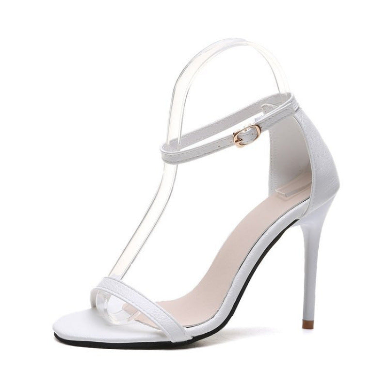 Damen Elegante Sandaletten mit transparenten Riemen und hohem Absatz EB