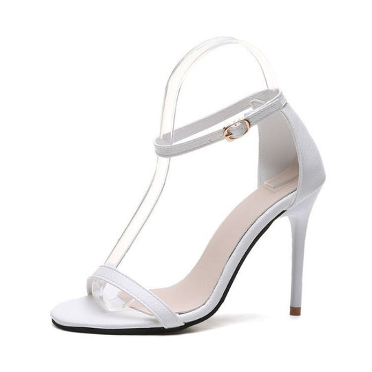 Damen Elegante Sandaletten mit transparenten Riemen und hohem Absatz EB