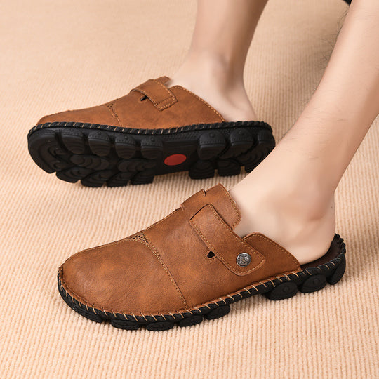 Herren Bequeme Leder-Sandalen mit verstellbarem Riemensystem EB