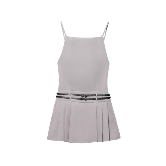 Damen Top mit elegantem Plissee-Design und modischem Gürtel EB