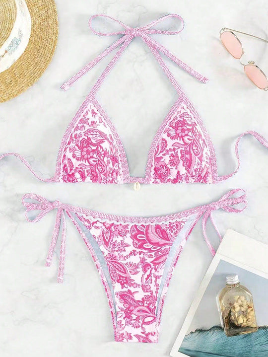Damen Triangel-Bikini mit floralen Mustern EB