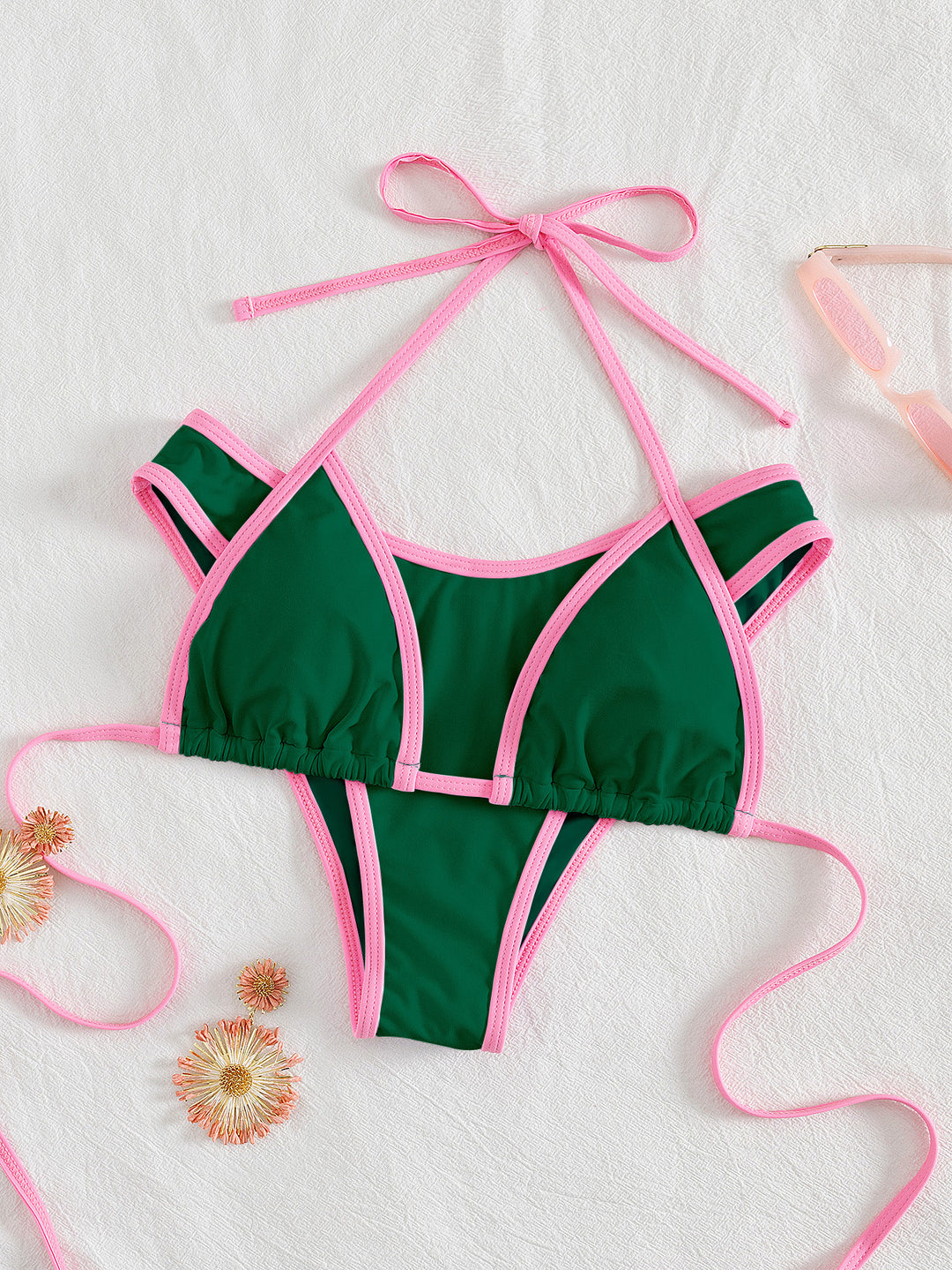 Damen Triangel-Bikini mit aufregendem Streifen-Design EB