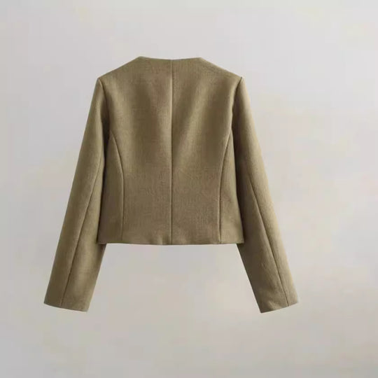 Damen kurzärmlige Utility-Jacke mit aufgesetzten Taschen und dekorativen Knöpfen EB