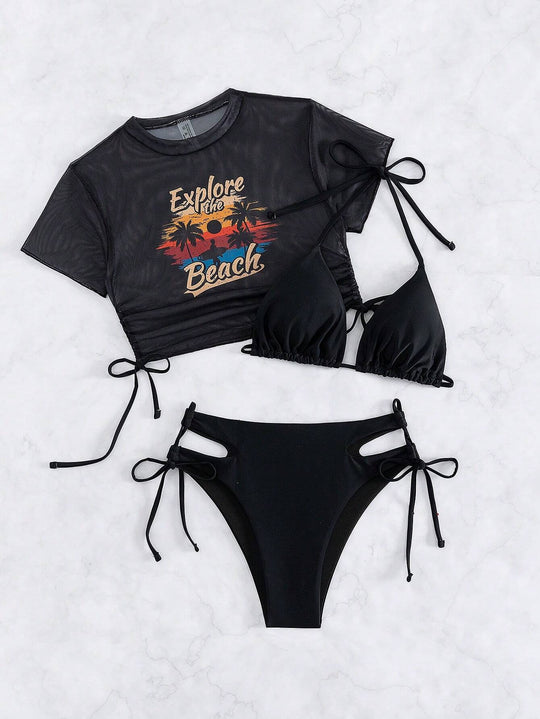 Damen Set mit Crop-Top und Triangel-Bikini EB