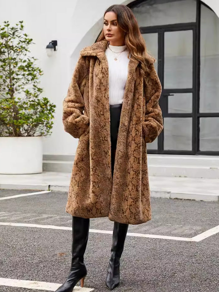 Damen Elegante und stilvolle Kunstpelzmantel EB
