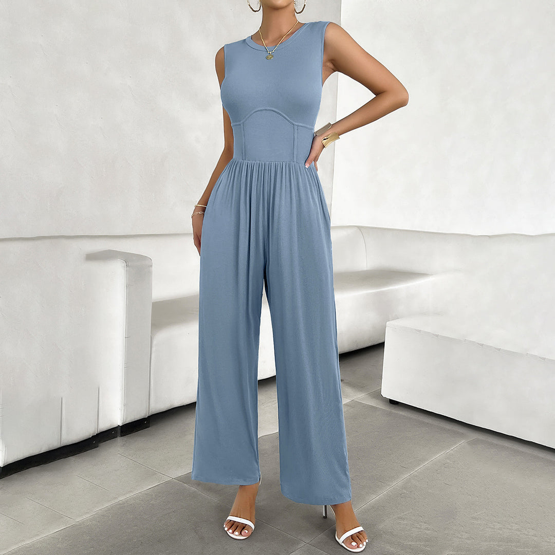 Damen Lässiger Jumpsuit mit weitem Bein und taillierter Ausarbeitung EB