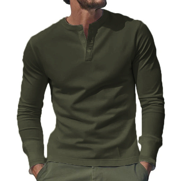 Herren nan Langarmshirt mit Knopfleiste und schmaler Passform EB