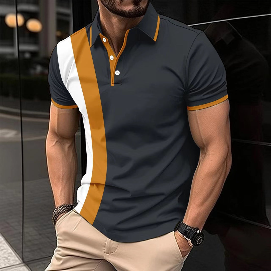Herren kurzärmeliges Poloshirt mit modernen Farbblocks und atmungsaktivem Material EB