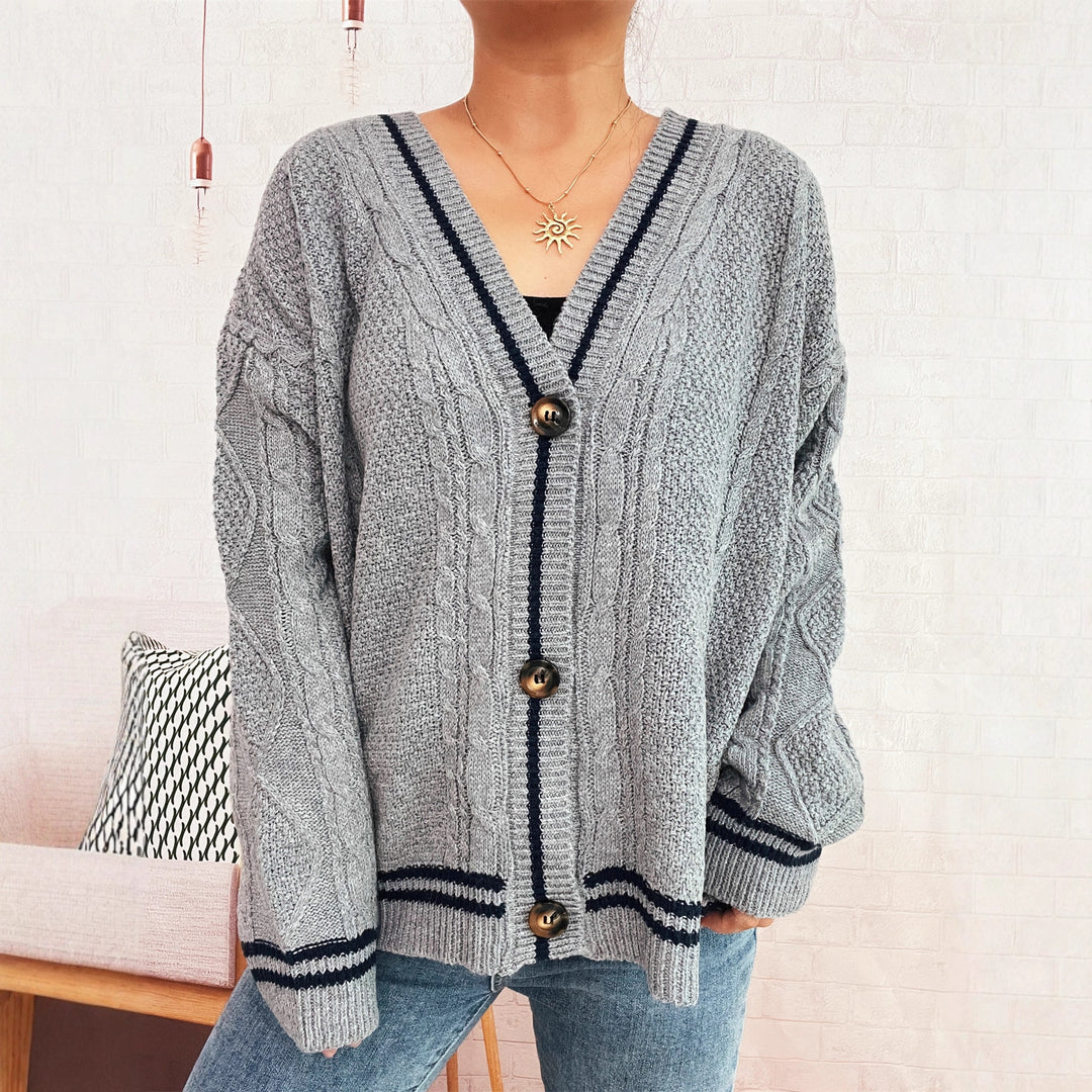 Damen gemütliche Strickjacke mit Sternen-Applikationen und modernen Details EB