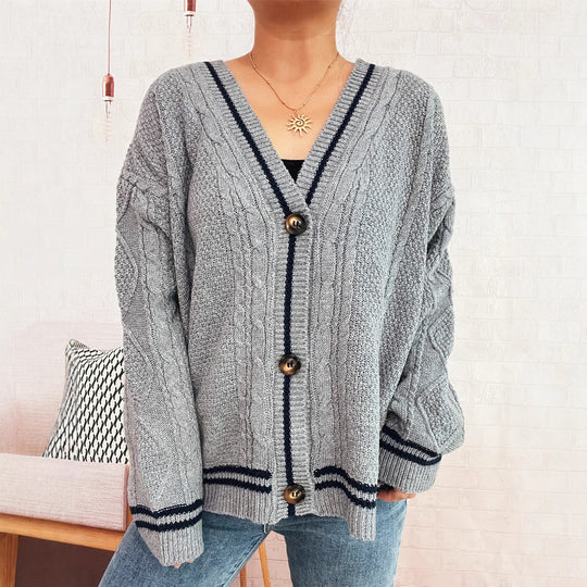 Damen gemütliche Strickjacke mit Sternen-Applikationen und modernen Details EB