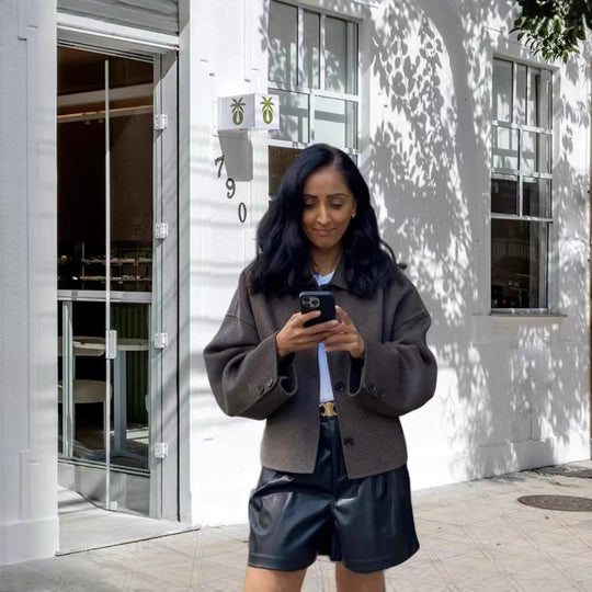 Damen lässige und stylische Wolldeckjacke EB