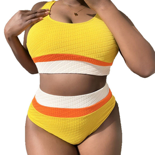 Damen Hochwertiger Sport-Bikini mit trendigen Farbblöcken EB