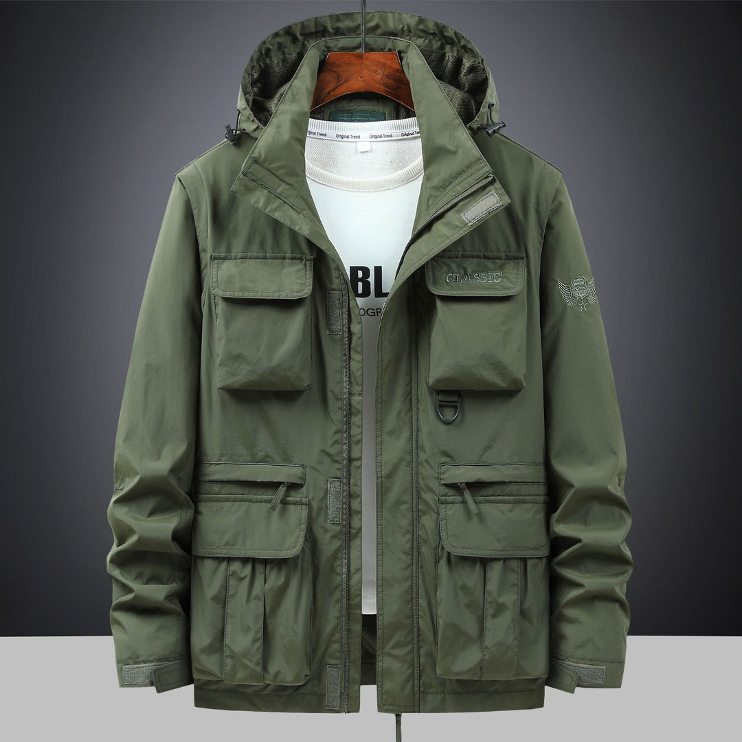 Men's  tactical hooded field parka with multi-pocket utility front and D-ring EB