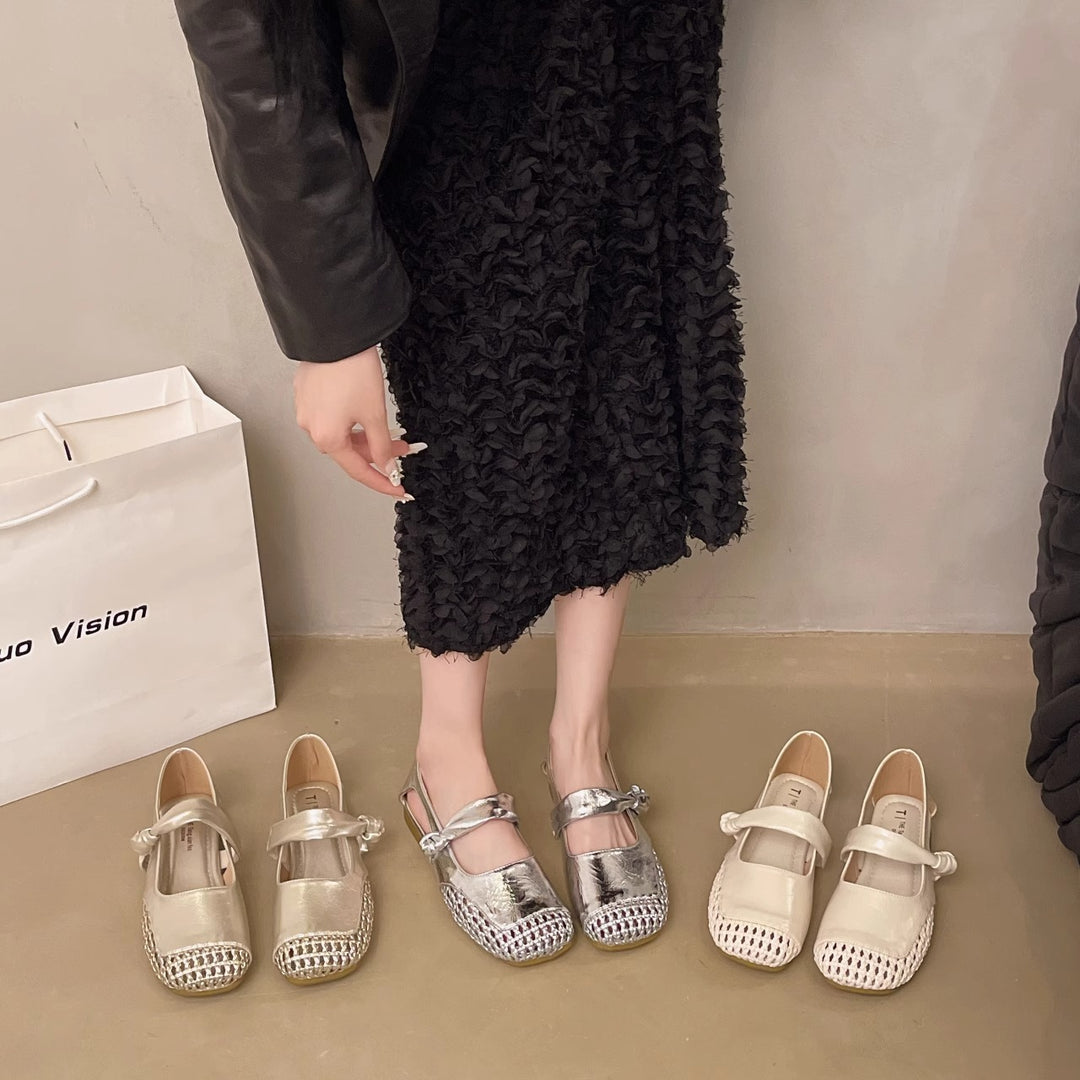 Damen Ballerinas mit modischem Riemchen und elegantem Flechtdetail EB