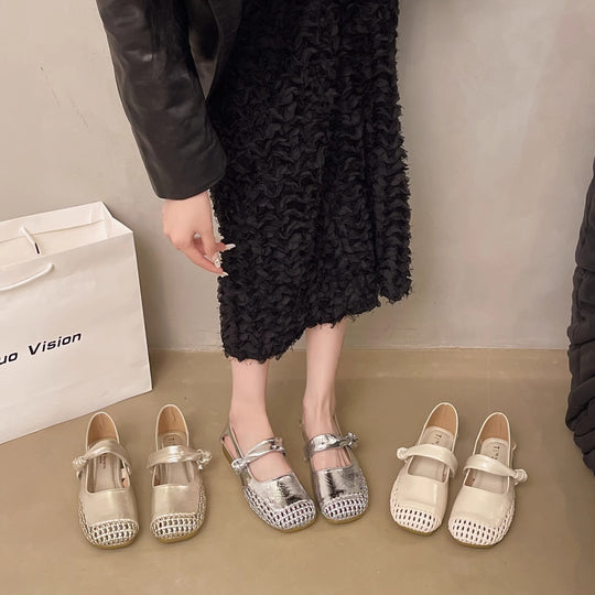 Damen Ballerinas mit modischem Riemchen und elegantem Flechtdetail EB
