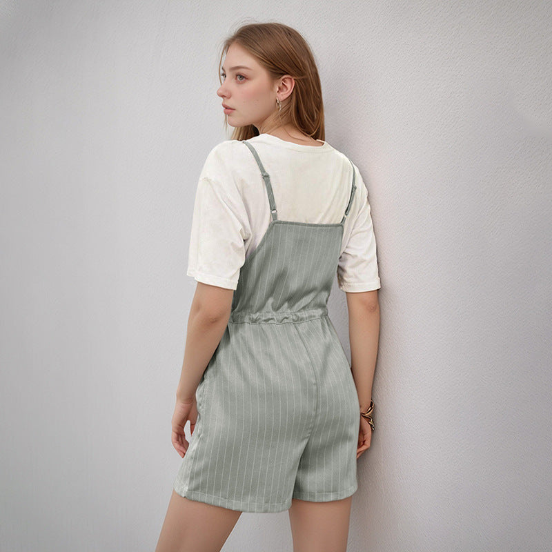 Damen Jumpsuit mit schicker Streifenoptik und verstellbarem Taillenzug EB