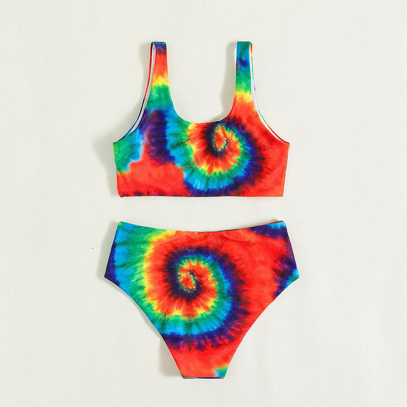 Damen Bunt gemusterter Bikini mit hohem Bund und sportlichem Schnitt EB